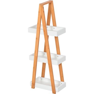 ARRIGONI Etagère En Bambou Et Bois De Salle De Bain Étagère Debout 3 Paniers Dim. 30l X 18l X 81h Cm Blanc - Publicité ARRIGONI Etagère En Bambou Et Bois De Salle De Bain Étagère Debout 3 Paniers Dim. 30l X 18l X 81h Cm Blanc - Publicité