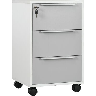 OEM Caisson De Bureau À Roulettes Avec 3 Tiroirs Et Serrure Pour Dossiers 40 X X 63 5 Cm Blanc Gris - Publicité OEM Caisson De Bureau À Roulettes Avec 3 Tiroirs Et Serrure Pour Dossiers 40 X X 63 5 Cm Blanc Gris - Publicité
