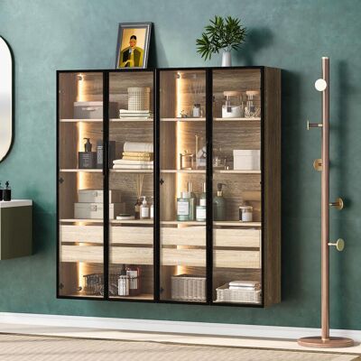 OEM Ensemble De 2 Meubles De Salle De Bain, Taille Moyenne, Avec Bandeau Lumineux, 73 Cm De Large, Avec 2 Grands Tiroirs Et 2 Portes Vitrées. Publicité OEM Ensemble De 2 Meubles De Salle De Bain, Taille Moyenne, Avec Bandeau Lumineux, 73 Cm De Large, Avec 2 Grands Tiroirs Et 2 Portes Vitrées. Publicité