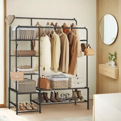 SONGMICS Portant À Vêtements Avec Cadre En Métal, 7 Étagères, Pour Chambre, Entrée, Noir - Publicité SONGMICS Portant À Vêtements Avec Cadre En Métal, 7 Étagères, Pour Chambre, Entrée, Noir - Publicité