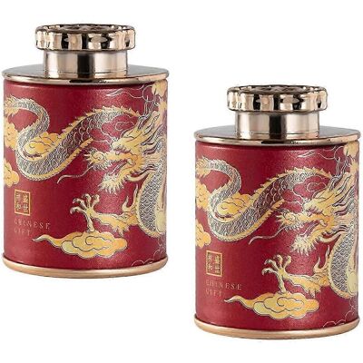 YUDO Lot De 2 Boîtes De Rangement Pour Thé En Vrac, Style Chinois Classique, Avec Fermeture Hermétique. Idéales Pour Restaurants Et Bureaux.-red - Publicité YUDO Lot De 2 Boîtes De Rangement Pour Thé En Vrac, Style Chinois Classique, Avec Fermeture Hermétique. Idéales Pour Restaurants Et Bureaux.-red - Publicité