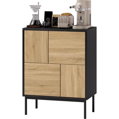 OEM Buffet Salon Meuble De Rangement Armoire De Cuisine Portes À Pousser Et 4 Placards Style Moderne 60 X 35 X 78 Cm, Noir - Publicité OEM Buffet Salon Meuble De Rangement Armoire De Cuisine Portes À Pousser Et 4 Placards Style Moderne 60 X 35 X 78 Cm, Noir - Publicité