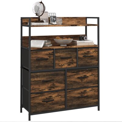 ARRIGONI Meuble De Rangement Commode 7 Tiroirs En Tissu Pliables Et Amovibles Étagères Ouvertes, Brun Rustique - Publicité ARRIGONI Meuble De Rangement Commode 7 Tiroirs En Tissu Pliables Et Amovibles Étagères Ouvertes, Brun Rustique - Publicité