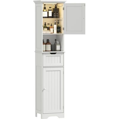 ARRIGONI Meuble Colonne Salle De Bain Avec Éclairage Led, Meuble De Rangement Étroit, Tiroir, 2 Portes, 40x30x170cm, Blanc - Publicité ARRIGONI Meuble Colonne Salle De Bain Avec Éclairage Led, Meuble De Rangement Étroit, Tiroir, 2 Portes, 40x30x170cm, Blanc - Publicité