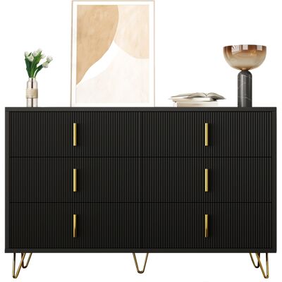 ACKERMAN Buffet Élégant Au Design Moderne, Commode Et Nombreux Rangements, Poignées Dorées - Publicité ACKERMAN Buffet Élégant Au Design Moderne, Commode Et Nombreux Rangements, Poignées Dorées - Publicité