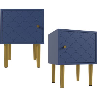 ACKERMAN Ensemble De 2 Tables De Chevet, Tables D'Appoint, Bleu Marine, Convenant À Tous Les Lits Et Chambres - H 51/l 35/p 35 Cm - Publicité ACKERMAN Ensemble De 2 Tables De Chevet, Tables D'Appoint, Bleu Marine, Convenant À Tous Les Lits Et Chambres - H 51/l 35/p 35 Cm - Publicité