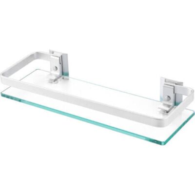 BEAUVIE Étagères Rectangulaires En Verre Trempé Pour Salle De Bain En Aluminium - 1 Niveau Extra Épais - Sable Argenté - Montage Mural - Publicité BEAUVIE Étagères Rectangulaires En Verre Trempé Pour Salle De Bain En Aluminium - 1 Niveau Extra Épais - Sable Argenté - Montage Mural - Publicité