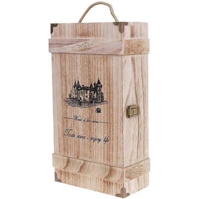 ALLAUVE Caisse De Transport Vintage En Bois Pour 2 Bouteilles De Vin Rouge, Idéale Pour Le Rangement Et Le Transport De Caisses. Publicité ALLAUVE Caisse De Transport Vintage En Bois Pour 2 Bouteilles De Vin Rouge, Idéale Pour Le Rangement Et Le Transport De Caisses. Publicité