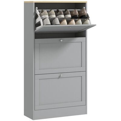 OEM Meuble À Chaussures 18 Paires, Armoire À Chaussures Avec 3 Tiroirs Rabattables, Étagères Réglables, 60x23,5x115cm, Gris - Publicité OEM Meuble À Chaussures 18 Paires, Armoire À Chaussures Avec 3 Tiroirs Rabattables, Étagères Réglables, 60x23,5x115cm, Gris - Publicité
