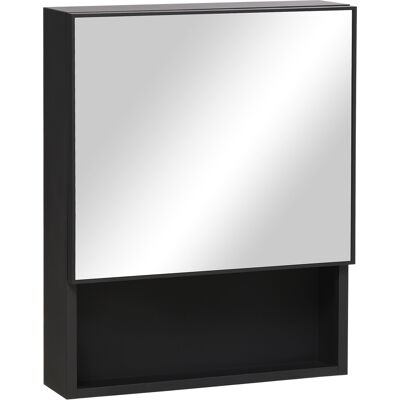ACKERMAN Armoire À Miroir En Acier Inoxydable Suspendue Avec 2 Étagères Intérieures Et Étagère Ouverte En Verre Pour Salle De Bain, 46x13,5x58 Cm - Publicité ACKERMAN Armoire À Miroir En Acier Inoxydable Suspendue Avec 2 Étagères Intérieures Et Étagère Ouverte En Verre Pour Salle De Bain, 46x13,5x58 Cm - Publicité