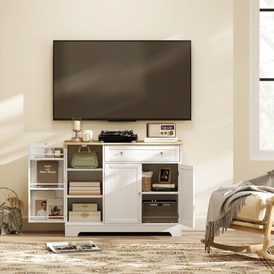 OEM Buffet Cuisine Meuble De Rangement 3 Portes Tiroir Étagères De Porte Étagère Réglable 105x40x83cm Blanc - Publicité OEM Buffet Cuisine Meuble De Rangement 3 Portes Tiroir Étagères De Porte Étagère Réglable 105x40x83cm Blanc - Publicité