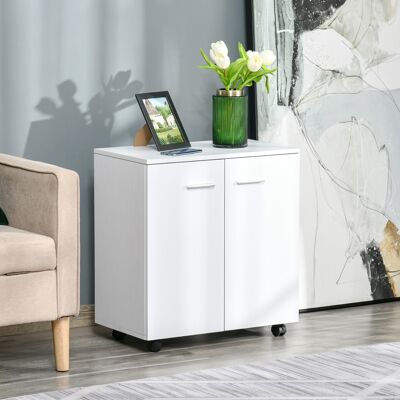 OEM Homcom Meuble De Rangement Buffet Bas Sur Roulettes Avec 2 Portes Étagère Interne Pour Salon, Chambre, Bureau 60 X 35 X 65 Cm Blanc - Publicité OEM Homcom Meuble De Rangement Buffet Bas Sur Roulettes Avec 2 Portes Étagère Interne Pour Salon, Chambre, Bureau 60 X 35 X 65 Cm Blanc - Publicité