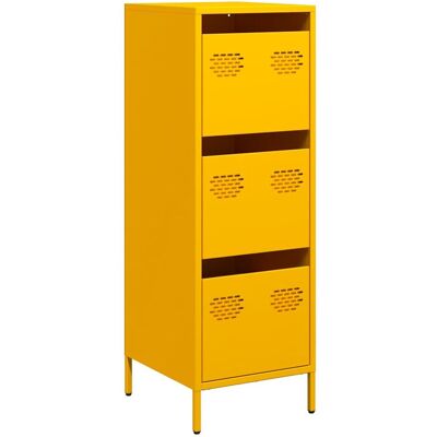 Maison La Vie - Buffet Haut Pour Salon - Meuble De Rangement Jaune Moutarde 39x35x103,5 Cm Acier Bu1453 - Publicité Maison La Vie - Buffet Haut Pour Salon - Meuble De Rangement Jaune Moutarde 39x35x103,5 Cm Acier Bu1453 - Publicité