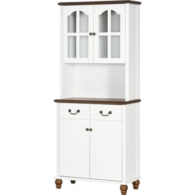 OEM Meuble De Cuisine, Buffet, 2 Tiroirs, 2 Compartiments De Rangement, Design Classique, Blanc Et Marron Foncé, 76 X 38 X 182 Cm - Publicité OEM Meuble De Cuisine, Buffet, 2 Tiroirs, 2 Compartiments De Rangement, Design Classique, Blanc Et Marron Foncé, 76 X 38 X 182 Cm - Publicité