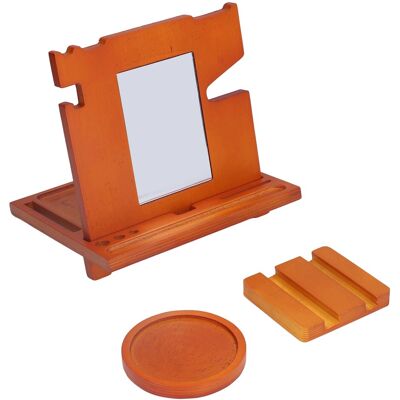 MCKENSA Support De Téléphone Portable En Bois Multifonctionnel Et Durable, Support De Rangement Pour Lunettes Et Clés, Organisateur De Bureau - Publicité MCKENSA Support De Téléphone Portable En Bois Multifonctionnel Et Durable, Support De Rangement Pour Lunettes Et Clés, Organisateur De Bureau - Publicité