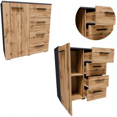 OEM Commode Helena 80 Cm 1d4s Anthracite-wotan Armoire Vêtements Jouets - Publicité OEM Commode Helena 80 Cm 1d4s Anthracite-wotan Armoire Vêtements Jouets - Publicité