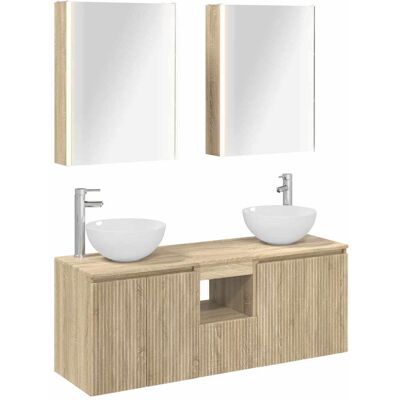 Ensemble D'Armoire De Salle De Bain 5 Pcs Chêne Sonoma Vidaxl - Publicité Ensemble D'Armoire De Salle De Bain 5 Pcs Chêne Sonoma Vidaxl - Publicité