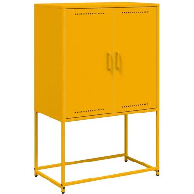 Maison La Vie - Buffet Haut Pour Salon - Meuble De Rangement Jaune Moutarde 68,5x38,5x107 Cm Acier Bu1454 - Publicité Maison La Vie - Buffet Haut Pour Salon - Meuble De Rangement Jaune Moutarde 68,5x38,5x107 Cm Acier Bu1454 - Publicité