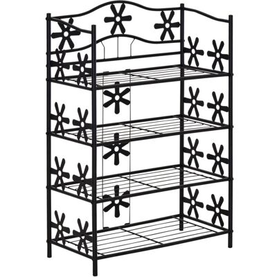 PELTOR Étagère Métallique 4 Niveaux 59.5x30x92 Cm - Rangement Gain De Place Pour Chaussures Ou Plantes - Noir - Publicité PELTOR Étagère Métallique 4 Niveaux 59.5x30x92 Cm - Rangement Gain De Place Pour Chaussures Ou Plantes - Noir - Publicité