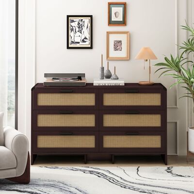 ACKERMAN 130cm Arc Shaped Corner Rattan Cabinet, 6-drawers Rattan Storage Cabinet Rattan Drawer, For Living Room Bedroom,and Kitchen, Reddish-brown, Brown - Publicité ACKERMAN 130cm Arc Shaped Corner Rattan Cabinet, 6-drawers Rattan Storage Cabinet Rattan Drawer, For Living Room Bedroom,and Kitchen, Reddish-brown, Brown - Publicité
