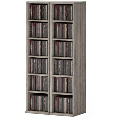 OEM Lot De 2 Étagères Colonnes Armoire De Rangement Cd-dvd 12 Compartiments 21 X 22,5 X 88,5 Cm Capacité 204 Cd Gris - Publicité OEM Lot De 2 Étagères Colonnes Armoire De Rangement Cd-dvd 12 Compartiments 21 X 22,5 X 88,5 Cm Capacité 204 Cd Gris - Publicité