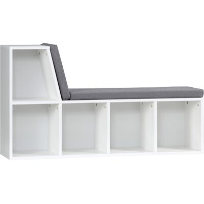 ARRIGONI Bibliothèque Banc 2 En 1 Avec 5 Compartiments De Rangement Et 2 Coussins 108 X 30 X 60 Cm Blanc Gris - Publicité ARRIGONI Bibliothèque Banc 2 En 1 Avec 5 Compartiments De Rangement Et 2 Coussins 108 X 30 X 60 Cm Blanc Gris - Publicité