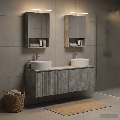 Ensemble D'Armoire De Salle De Bain 5 Pcs Gris Béton Vidaxl - Publicité Ensemble D'Armoire De Salle De Bain 5 Pcs Gris Béton Vidaxl - Publicité