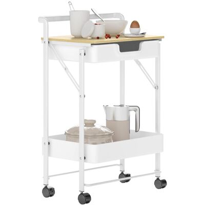 OEM Chariot Utilitaire À Roulettes À 2 Niveaux Avec Tiroir, Plateau Et Panier Métallique Pour Chambre, Salle De Bain, Cuisine, Blanc - Publicité OEM Chariot Utilitaire À Roulettes À 2 Niveaux Avec Tiroir, Plateau Et Panier Métallique Pour Chambre, Salle De Bain, Cuisine, Blanc - Publicité