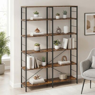 VASAGLE Étagère De Rangement 6 Niveaux, Meuble, 30 X 120 X 172,5 Cm, Style Industriel, Pour Salon, Bureau, Balcon, Cuisine, Marron Et Noir - Publicité VASAGLE Étagère De Rangement 6 Niveaux, Meuble, 30 X 120 X 172,5 Cm, Style Industriel, Pour Salon, Bureau, Balcon, Cuisine, Marron Et Noir - Publicité
