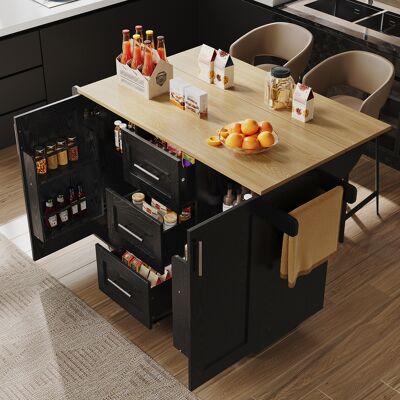 ACKERMAN Îlot De Cuisine, Cloisons Amovibles, Roulettes Amovibles Pour Une Utilisation Comme Meuble De Cuisine, Desserte Avec Plan De Travail, Buffet, Desserte Finition Bois, Porte-serviettes Latéral À Roulett - Publicité ACKERMAN Îlot De Cuisine, Cloisons Amovibles, Roulettes Amovibles Pour Une Utilisation Comme Meuble De Cuisine, Desserte Avec Plan De Travail, Buffet, Desserte Finition Bois, Porte-serviettes Latéral À Roulett - Publicité