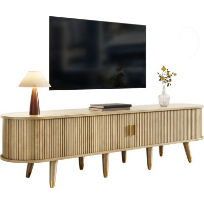 ALLAUVE Support Tv Avec Portes Coulissantes, Meuble Basse Tv Design, Étagère Télévisuelle Originale, Meuble De Salon Moderne. Publicité ALLAUVE Support Tv Avec Portes Coulissantes, Meuble Basse Tv Design, Étagère Télévisuelle Originale, Meuble De Salon Moderne. Publicité