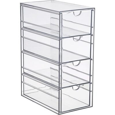 OEM Boîte De Rangement Transparente En Acrylique Pour Accessoiresde Coiffure Avec 4 Tiroirs, Organisateur De Tiroir Pour La Salle De Bain, Le Placard, L’armoire, Le Bureau, 25×17×10cm - Publicité OEM Boîte De Rangement Transparente En Acrylique Pour Accessoiresde Coiffure Avec 4 Tiroirs, Organisateur De Tiroir Pour La Salle De Bain, Le Placard, L’armoire, Le Bureau, 25×17×10cm - Publicité