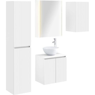 Ensemble D'Armoire De Salle De Bain 5 Pcs Blanc Vidaxl - Publicité Ensemble D'Armoire De Salle De Bain 5 Pcs Blanc Vidaxl - Publicité