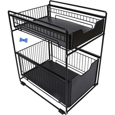GRASSLIN Rangement Sous Évier À 2 Niveaux,organiseur De Cuisine, Étagère Sous Évier, Porte-épices,panier Coulissant En Métal,pour Salle Bain,chambre (noir-1pc) Noir-1pc -'Parent'noir-1pc'- - Publicité GRASSLIN Rangement Sous Évier À 2 Niveaux,organiseur De Cuisine, Étagère Sous Évier, Porte-épices,panier Coulissant En Métal,pour Salle Bain,chambre (noir-1pc) Noir-1pc -'Parent'noir-1pc'- - Publicité
