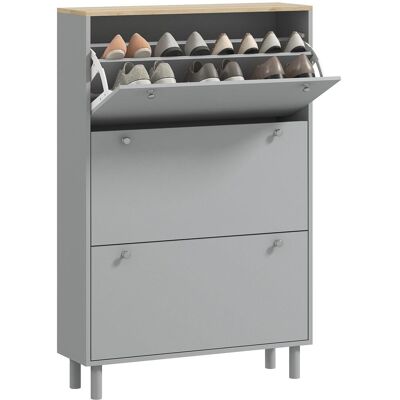 OEM Meuble À Chaussures 24 Paires Avec 3 Tiroirs Rabattables Et Étagères Réglables, 80x23,5x121cm, Gris - Publicité OEM Meuble À Chaussures 24 Paires Avec 3 Tiroirs Rabattables Et Étagères Réglables, 80x23,5x121cm, Gris - Publicité