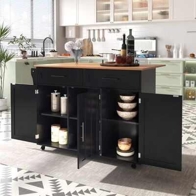 Acavallo Desserte Îlot De Cuisine Avec Plateau Pliant Et Tiroir, Table Roulante En Mdf, 129 X 71 X 91,5 Cm, Blanc - Publicité Acavallo Desserte Îlot De Cuisine Avec Plateau Pliant Et Tiroir, Table Roulante En Mdf, 129 X 71 X 91,5 Cm, Blanc - Publicité