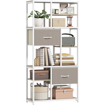 OEM Étagère De Rangement 6 Niveaux. Bibliothèque Avec 2 Tiroirs En Tissu. 9 Étagères Ouvertes. 72.5 X 30 X 150 Cm. Blanc - Publicité OEM Étagère De Rangement 6 Niveaux. Bibliothèque Avec 2 Tiroirs En Tissu. 9 Étagères Ouvertes. 72.5 X 30 X 150 Cm. Blanc - Publicité
