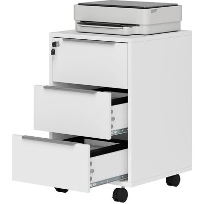 OEM Caisson De Bureau À Roulettes Avec 3 Tiroirs Et Serrure Pour Dossiers 40 X 40 X 63,5 Cm Blanc - Publicité OEM Caisson De Bureau À Roulettes Avec 3 Tiroirs Et Serrure Pour Dossiers 40 X 40 X 63,5 Cm Blanc - Publicité