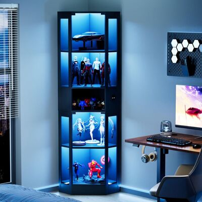 OEM Vitrine À Cinq Niveaux Avec Espace De Rangement, Éclairage Led, Portes Vitrées Et Capteurs Intelligents. Convient Aux Salons, Chambres Et Bureaux. Noire. Publicité OEM Vitrine À Cinq Niveaux Avec Espace De Rangement, Éclairage Led, Portes Vitrées Et Capteurs Intelligents. Convient Aux Salons, Chambres Et Bureaux. Noire. Publicité