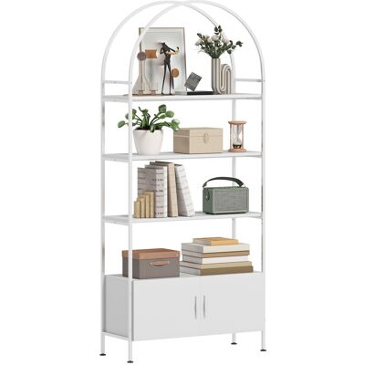 OEM Étagère De Rangement. Bibliothèque Arquée À 4 Niveaux Avec Placard Double Porte. 80 X 30 X 187 Cm. Blanc - Publicité OEM Étagère De Rangement. Bibliothèque Arquée À 4 Niveaux Avec Placard Double Porte. 80 X 30 X 187 Cm. Blanc - Publicité