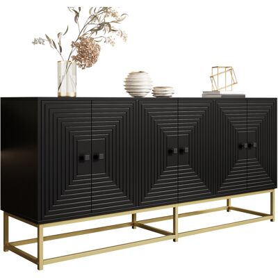ACKERMAN Buffet Noir Moderne À 3 Portes Doubles, Grand Espace De Rangement Et Finition Mate – Élégant Meuble De Rangement Pour Le Salon, La Salle À Manger Et Le Bureau, Pour Une Organisation Pratique Au Quotid - Publicité ACKERMAN Buffet Noir Moderne À 3 Portes Doubles, Grand Espace De Rangement Et Finition Mate – Élégant Meuble De Rangement Pour Le Salon, La Salle À Manger Et Le Bureau, Pour Une Organisation Pratique Au Quotid - Publicité