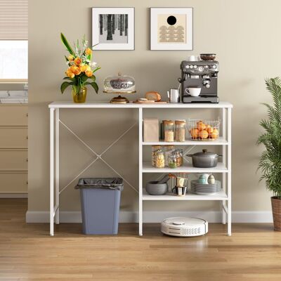 ACKERMAN Table De Rangement Multifonctionnelle, Table Organisatrice À Combinaison Libre Avec Structure En Métal Blanc Et Plateau Blanc, Montage Flexible Pour Cuisine, Salon, Cave Et Garage, 120x40x85,5 Cm - Publicité ACKERMAN Table De Rangement Multifonctionnelle, Table Organisatrice À Combinaison Libre Avec Structure En Métal Blanc Et Plateau Blanc, Montage Flexible Pour Cuisine, Salon, Cave Et Garage, 120x40x85,5 Cm - Publicité