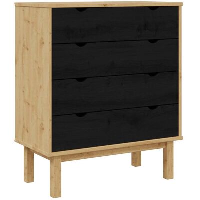Vidaxl Chest Of Drawers Otta Black 76.5 X 39.5 X 90 Cm Solid Pine Wood - Publicité Vidaxl Chest Of Drawers Otta Black 76.5 X 39.5 X 90 Cm Solid Pine Wood - Publicité
