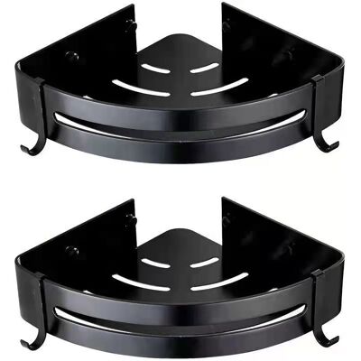 PELTOR Noir - Lot De 2 Étagères D'Angle De Douche Sans Perçage Pour Salle De Bain - Aluminium - Finition Mate - Publicité PELTOR Noir - Lot De 2 Étagères D'Angle De Douche Sans Perçage Pour Salle De Bain - Aluminium - Finition Mate - Publicité