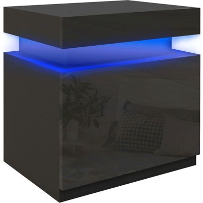 OEM Table De Chevet Nuit Lumière Led Rvb Panneau Haute Brillance Avec 2 Tiroirs Pour Salon Chambre À Coucher Noir - Publicité OEM Table De Chevet Nuit Lumière Led Rvb Panneau Haute Brillance Avec 2 Tiroirs Pour Salon Chambre À Coucher Noir - Publicité