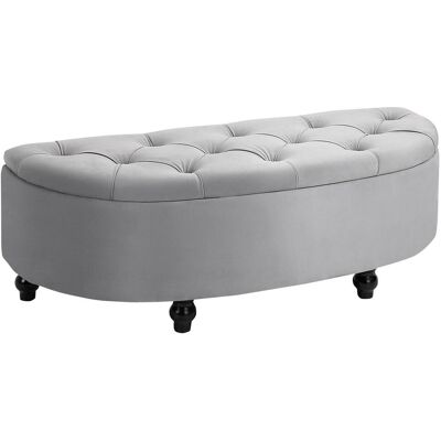 OEM Homcom Banc De Rangement, Coffre De Rangement Design Capitonné Demi-cercle Bout De Lit Avec Revêtement Velours, Pieds En Bois D'Hévéa, Pour Salon, Chambre, Entrée, 120 X 46 X 42 Cm, Gris - Publicité OEM Homcom Banc De Rangement, Coffre De Rangement Design Capitonné Demi-cercle Bout De Lit Avec Revêtement Velours, Pieds En Bois D'Hévéa, Pour Salon, Chambre, Entrée, 120 X 46 X 42 Cm, Gris - Publicité