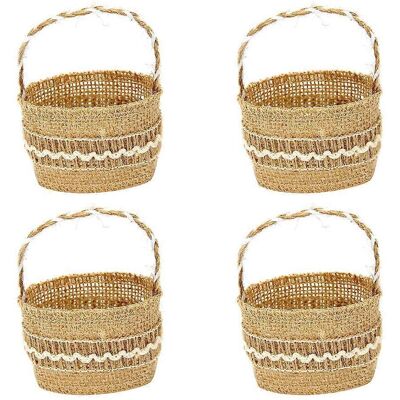 LISATR Lot De 4 Paniers En Lin Pour Mariage, Jolis Porte-bonbons, Paniers À Fleurs En Lin Artisanal-106cm - Publicité LISATR Lot De 4 Paniers En Lin Pour Mariage, Jolis Porte-bonbons, Paniers À Fleurs En Lin Artisanal-106cm - Publicité
