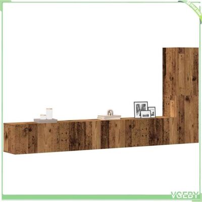 OEM Ensemble De Meuble Tv Mural 3 Pcs - 7291712446672 - Vieux Bois - Bois D'Ingénierie - Grand Rangement - Publicité OEM Ensemble De Meuble Tv Mural 3 Pcs - 7291712446672 - Vieux Bois - Bois D'Ingénierie - Grand Rangement - Publicité