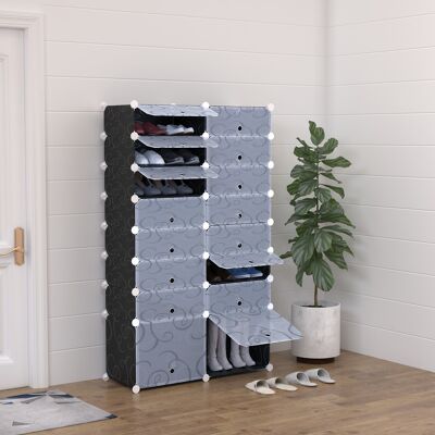 OEM Homcom Armoire Chaussures 14 Cubes 95x37x160 Cm Noir Blanc - Publicité OEM Homcom Armoire Chaussures 14 Cubes 95x37x160 Cm Noir Blanc - Publicité