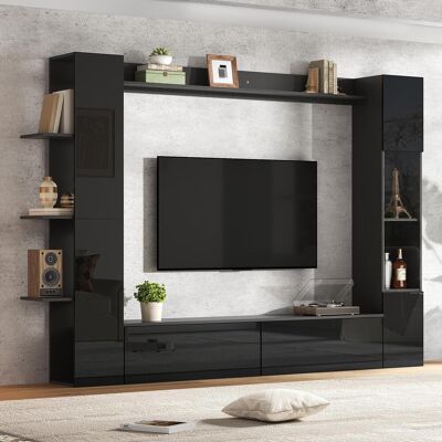 OEM Meuble Mural De Salon, Vitrines Avec Portes Réversibles (lot De 4), Meuble Compact Offrant Un Grand Espace De Rangement, Meuble Tv, Vitrine, Meuble De Rangement, Spécialement Conçu Pour Le Salon, Noir - Publicité OEM Meuble Mural De Salon, Vitrines Avec Portes Réversibles (lot De 4), Meuble Compact Offrant Un Grand Espace De Rangement, Meuble Tv, Vitrine, Meuble De Rangement, Spécialement Conçu Pour Le Salon, Noir - Publicité